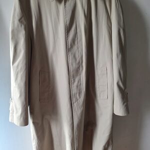 Vintage 1980s Oleg Cassini All Weather Trench Coat Removable Liner Beige 42R